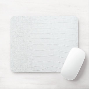 White Crocodile Skin Print Mouse Pad