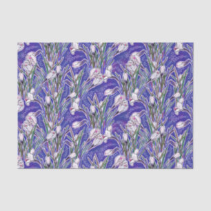 White Crocuses Garden Flowers Botanic Floral Blue Tissue Paper