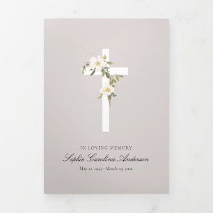 White Cross Celebration of Life Program Tri-Fold Invitation