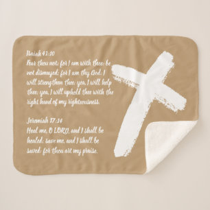 White Cross Christian Healing Prayer Shawl Sherpa Blanket