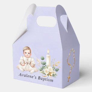 White Cross Cupcake with Girl Baptism  Favour Box