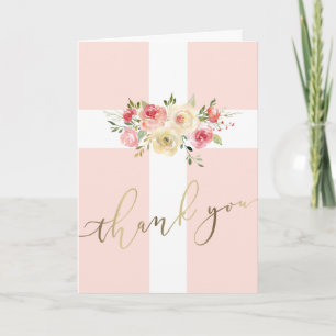 white cross floral religious event Thank You Card