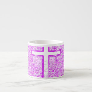 WHITE CROSS HIGHLIGHTED IN PINK ESPRESSO CUP