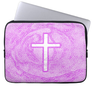 WHITE CROSS HIGHLIGHTED IN PINK LAPTOP SLEEVE