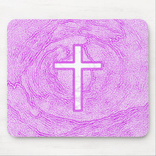 WHITE CROSS HIGHLIGHTED IN PINK MOUSE PAD