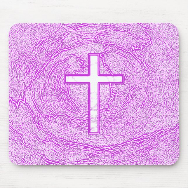 WHITE CROSS HIGHLIGHTED IN PINK MOUSE PAD (Front)