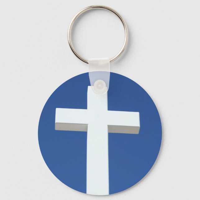 White Cross Key Ring (Front)