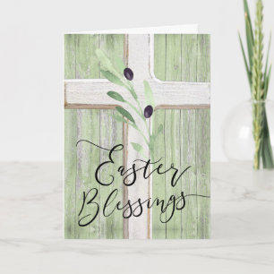 white cross olive branch Easter Blessings Card