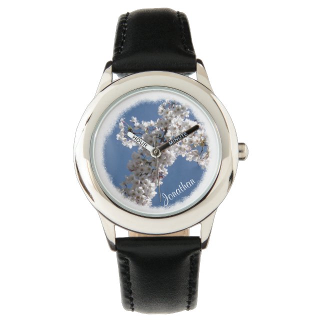 White Cross on Blue Sky Personalised Watch (Front)