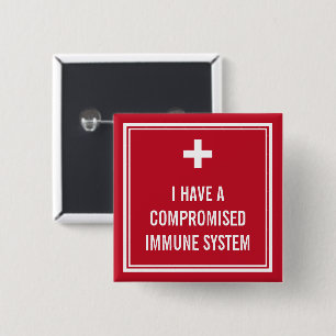 White Cross Red Compromised Immune System 15 Cm Square Badge