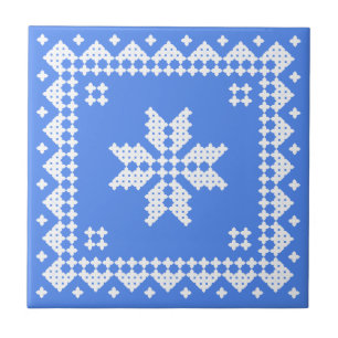 White cross-stitch - you can change background ceramic tile