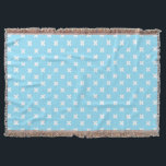 White cross stitches on baby blue throw blanket<br><div class="desc">White cross stitches on baby blue</div>