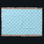 White cross stitches on baby blue throw blanket<br><div class="desc">White cross stitches on baby blue</div>