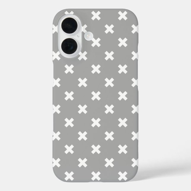 White cross stitches on grey Case-Mate iPhone case (Back)