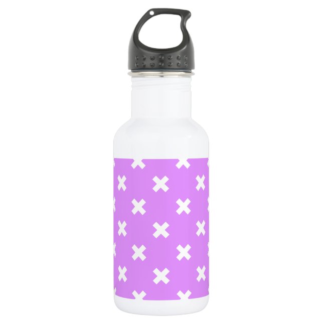 White cross stitches on lilac 532 ml water bottle (Front)