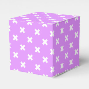 White cross stitches on lilac favour box