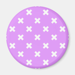 White cross stitches on lilac magnet
