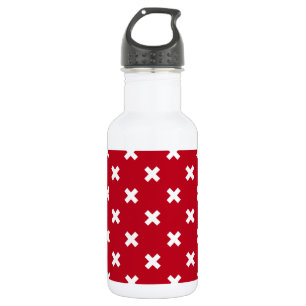 White cross stitches on red 532 ml water bottle