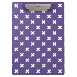 White cross stitches on ultra violet clipboard