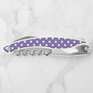 White cross stitches on ultra violet corkscrew