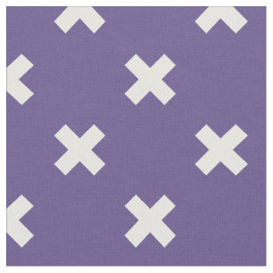 White cross stitches on ultra violet fabric