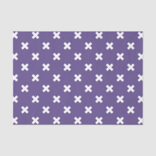White cross stitches on ultra violet tissue paper