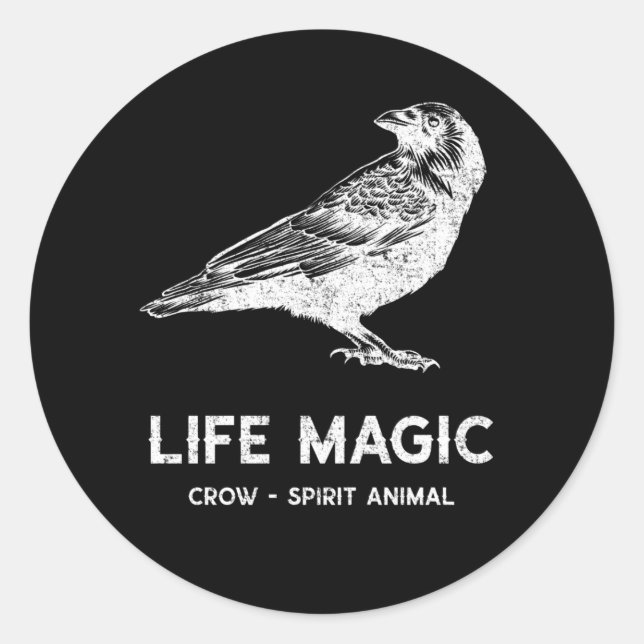 White crow spirit animal classic round sticker (Front)