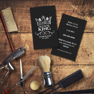 White Crown King Moustache Barbershop Business Car Business Card