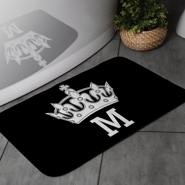 White Crown Monogram Personalised Bath Mat (Creator Uploaded)