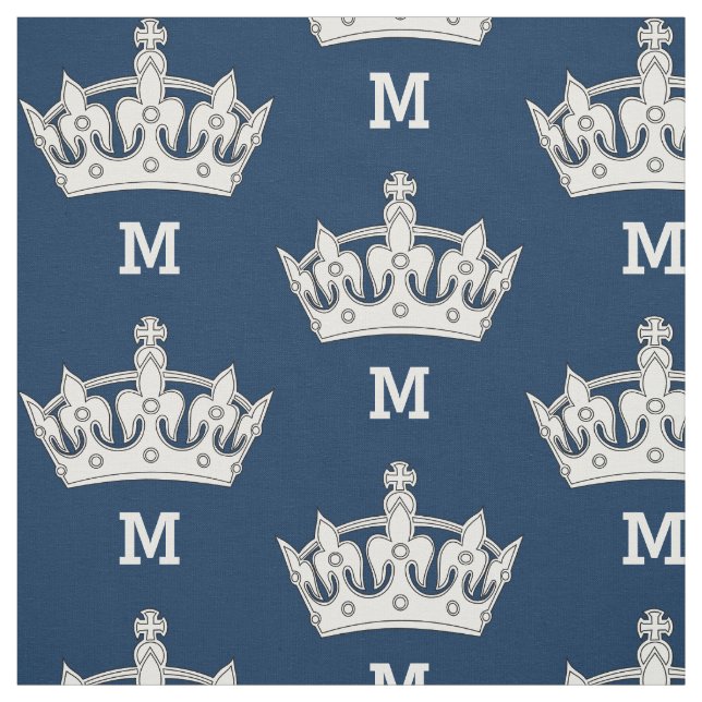 White Crown Monogram Personalised Fabric (Swatch)
