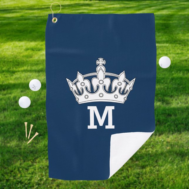 White Crown Monogram Personalised Golf Towel (Creator Uploaded)