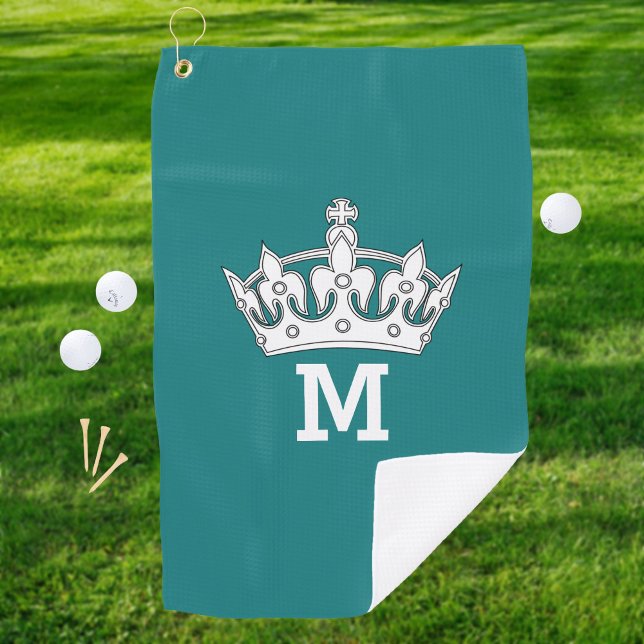 White Crown Monogram Personalised Golf Towel (Creator Uploaded)