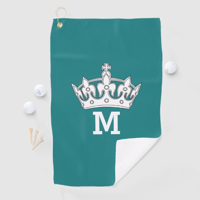 White Crown Monogram Personalised Golf Towel (InSitu)