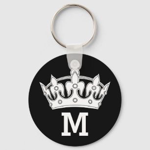 White Crown Monogram Personalised Key Ring