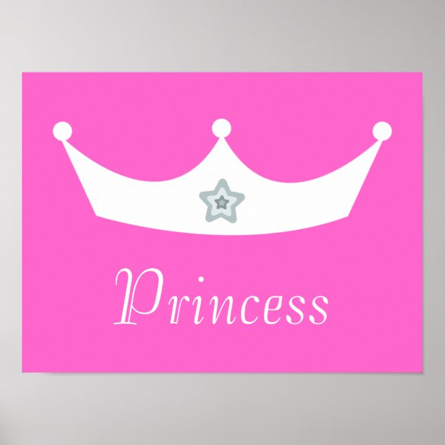 White Crown Pretty Pink Princess Customisable Poster (Front)