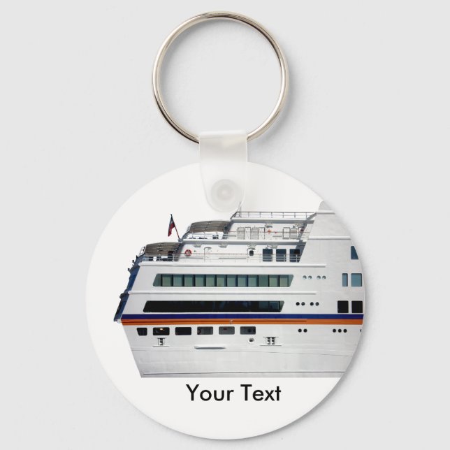 White Cruise Ship Covered Decks Keyring (Front)