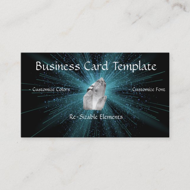 White Crystal Healing Quartz Crystal Business Card (Front)
