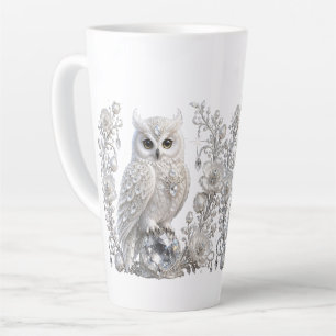White Crystal Pearl Owl Latte Mug