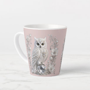 White Crystal Pearl Owl Latte Mug