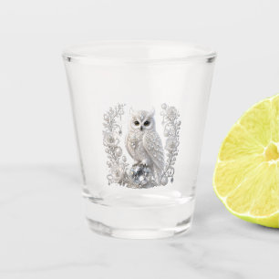 White Crystal Pearl Owl Shot Glass