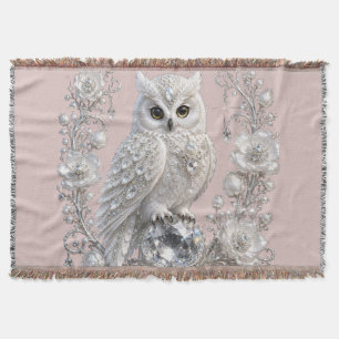 White Crystal Pearl Owl Throw Blanket