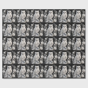 White Crystal Pearl Owl Wrapping Paper