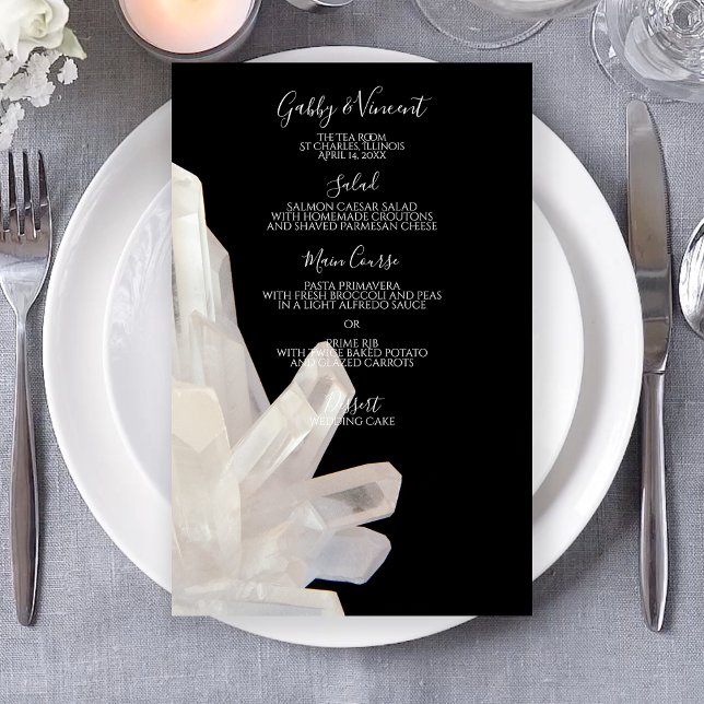 White Crystals on Black Wedding Menu (Creator Uploaded)