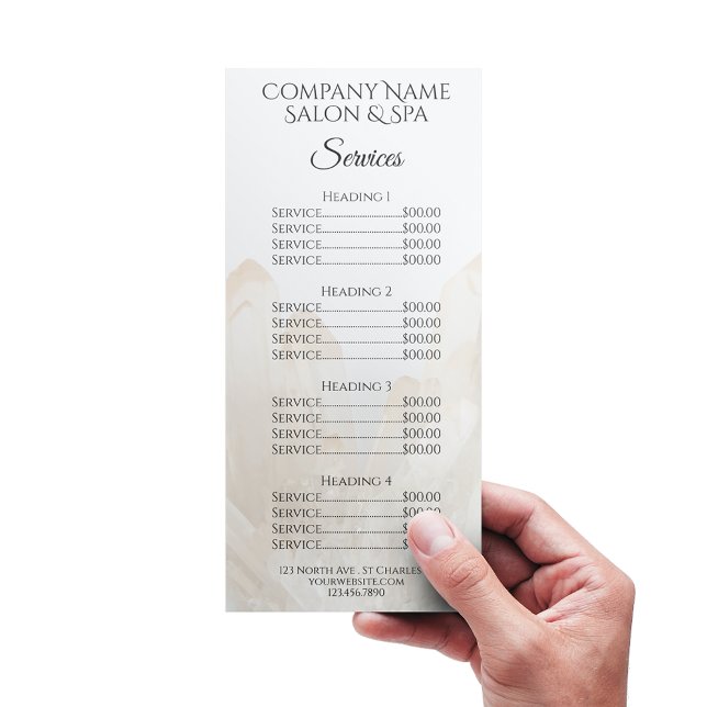 White Crystals Spa Salon Service Menu (Creator Uploaded)