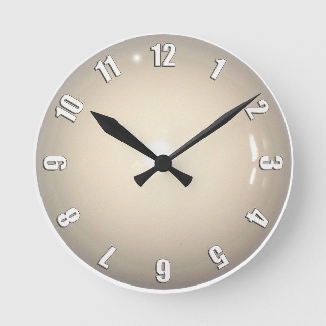 White Cue Ball Game Clock Design (Front)