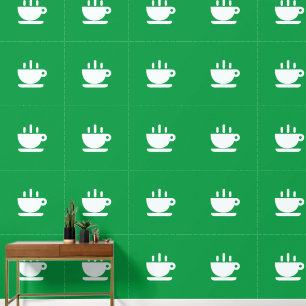  White Cup Of Java Green Kitchen  Wallpaper