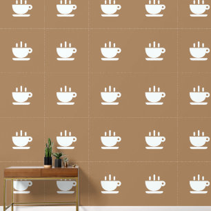 White Cup Of Java Lt Brown Kitchen Wallpaper