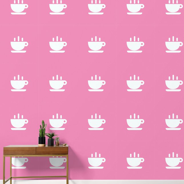  White Cup Of Java Pink Kitchen  Wallpaper (Hallway)
