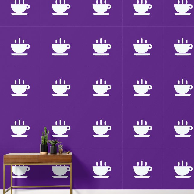  White Cup Of Java Purple Kitchen    Wallpaper (Hallway)