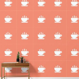 White Cup Of Java Salmon Kitchen Wallpaper